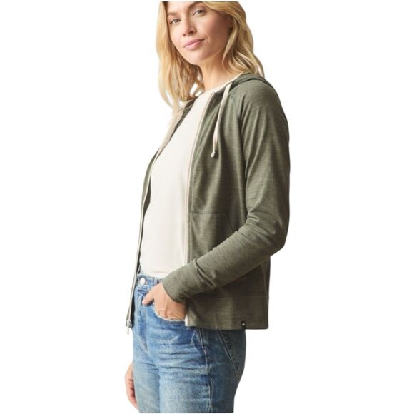 American Giant Lightweight Hoodie Womens Medium Green Forest Night Full Zip USA - Picture 7 of 11